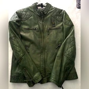 🇺🇸 Blauer luxurious café racer leather jacket.
